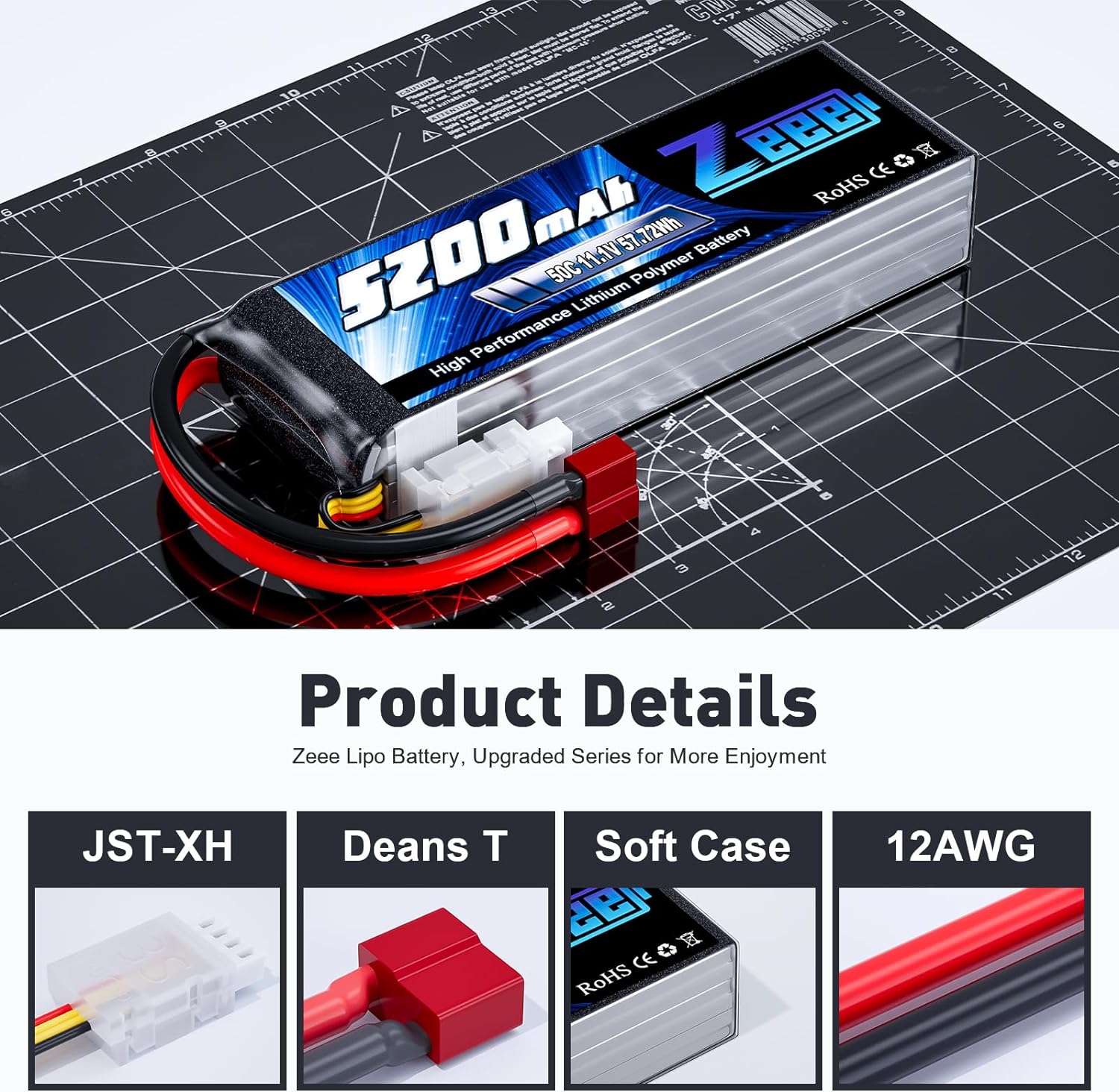 1/2units Zeee 11.1V 50C 5200mA - Drone Controller Hood recension och pris